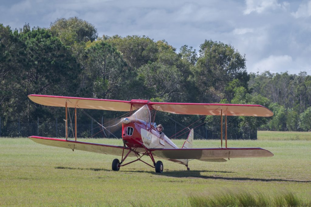 De Havilland DH.82A Tiger Moth VH-BJE taxiing at TAVAS GWFD 2018.