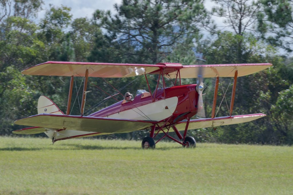 De Havilland DH.82A Tiger Moth VH-BJE taxiing at TAVAS GWFD 2018.