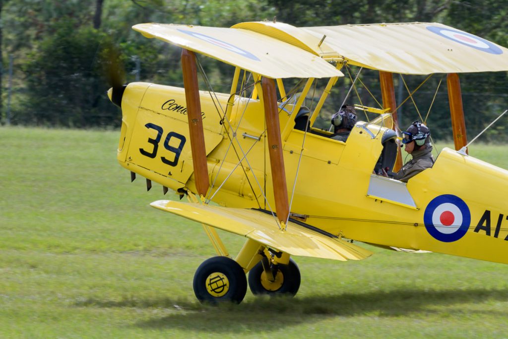 De Havilland DH.82A Tiger Moth VH-RTA taxiing at TAVAS GWFD 2018.