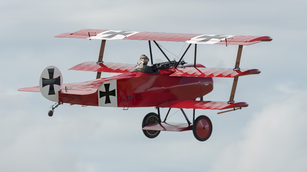 TAVAS Museum Fokker DR.1 Triplane VH-FXP taking part in the re-enactment of the Red Baron's last flight.