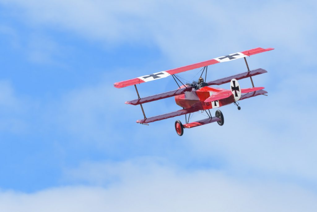 TAVAS Museum Fokker DR.1 Triplane VH-FXP taking part in the re-enactment of the Red Baron's last flight.