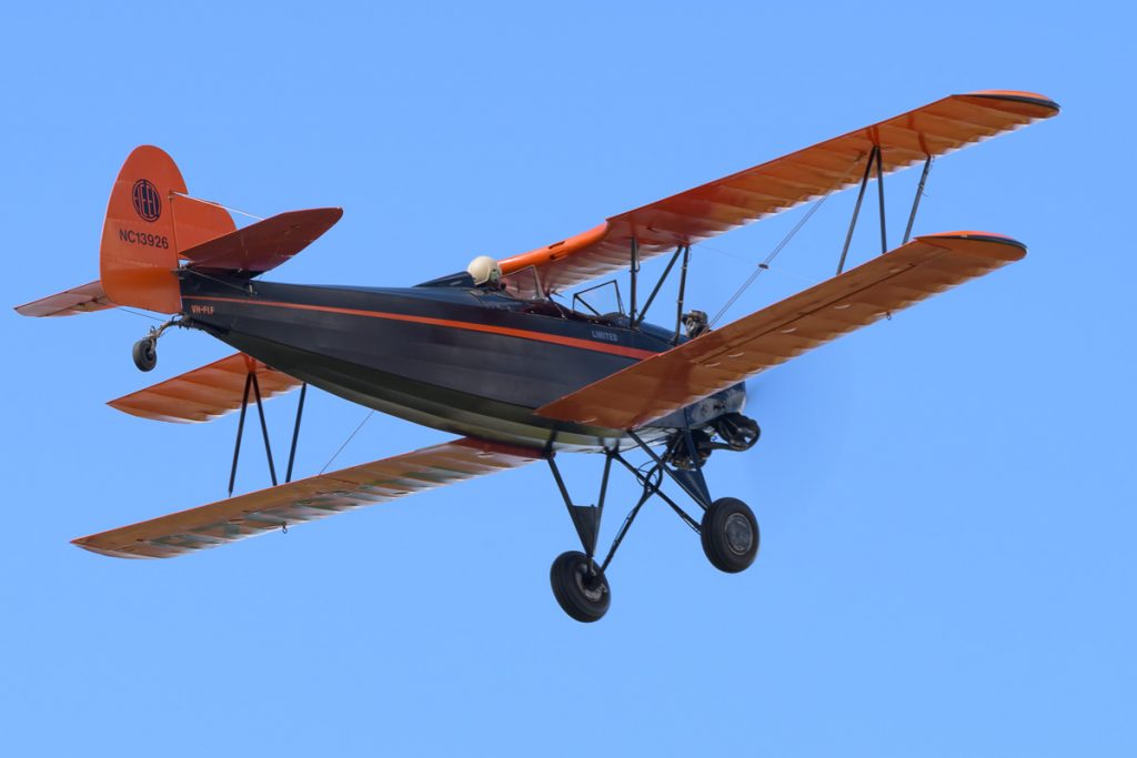 Fleet Aircraft Model 2 VH-FLF in flight at TAVAS GWFD 2018.