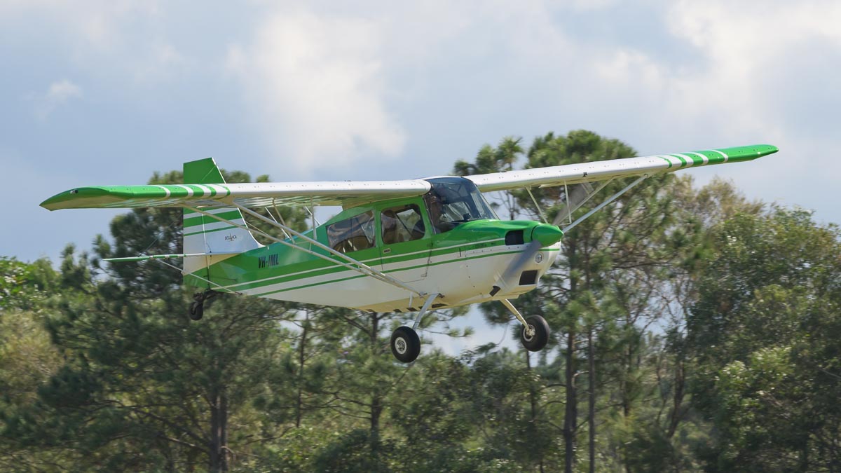 American Champion 7GCAA Citrabria VH-IML landing at TAVAS GWFD 2018.