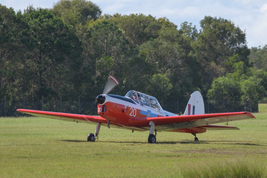 De Havilland DHC-1 Chipmunk VH-MMS taxiing at TAVAS GWFD 2018.