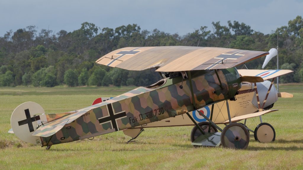 Fokker D.VIII Flying Razor VH-EIZ and Nieuport 11 on static display at TAVAS GWFD 2018.