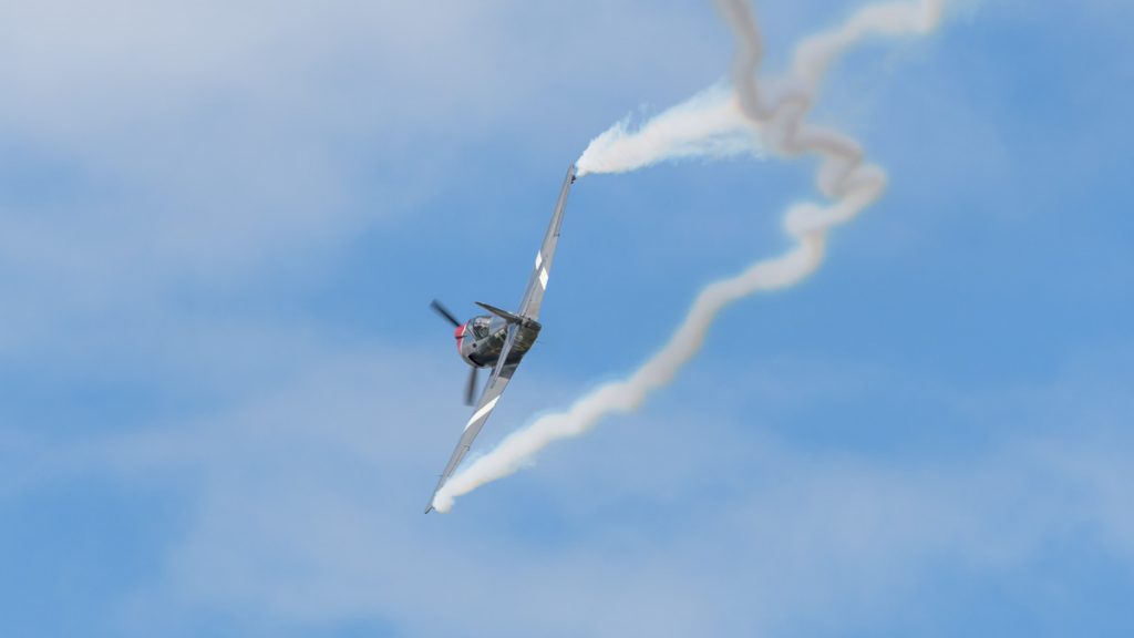 Yakovlev Yak-3UPW VH-YOV performing aerobatic display at TAVAS GWFD 2018.