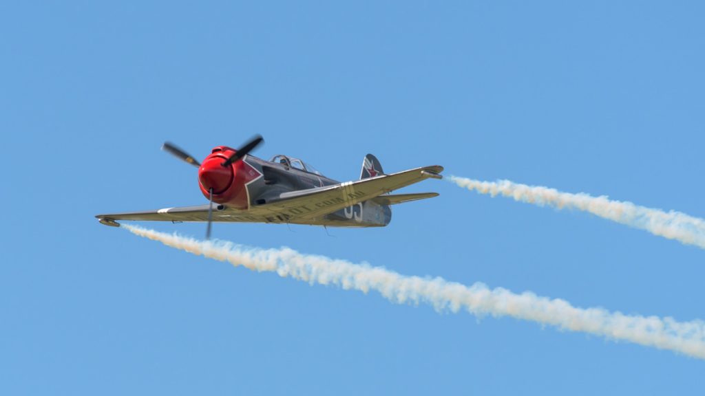 Yakovlev Yak-3UPW VH-YOV performing aerobatic display at TAVAS GWFD 2018.