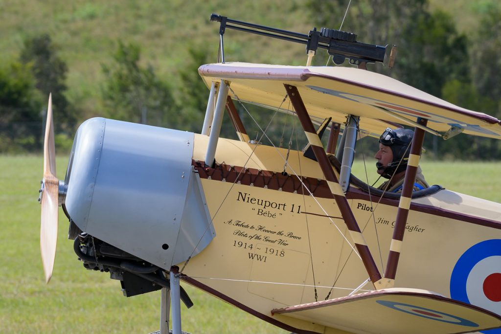 Nieuport 11 7/8 scale replica 19-3982 taxiing at TAVAS GWFD 2018.