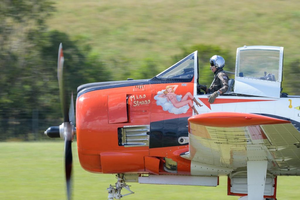 North American T-28B Trojan VH-RPX "Miss Stress" taxiing during TAVAS GWFD 2018.