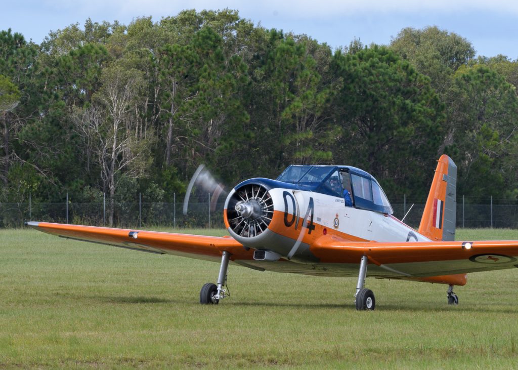 CAC CA-25 Winjeel VH-NSJ taxiing at TAVAS GWFD 2018.