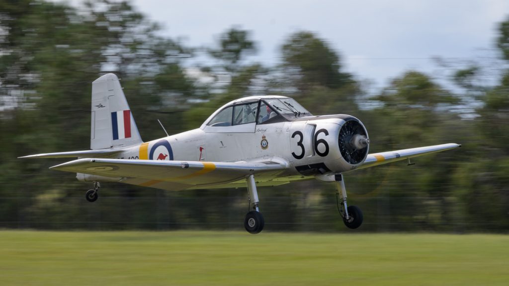 CAC CA-25 Winjeel VH-WIJ takes off at TAVAS GWFD 2018.