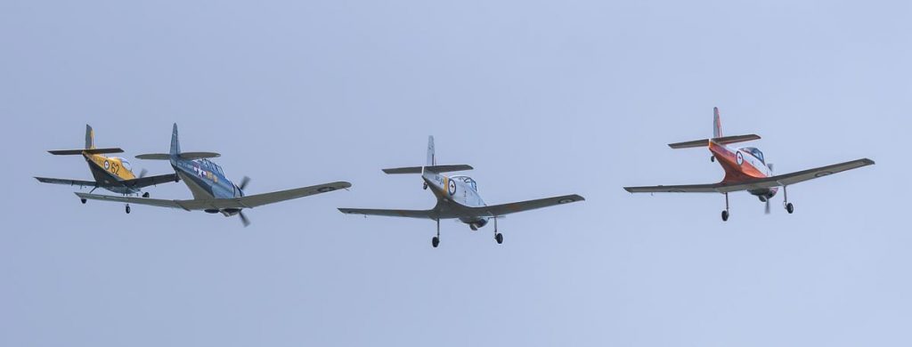 Various trainer aircraft in formation display at TAVAS GWFD 2018.