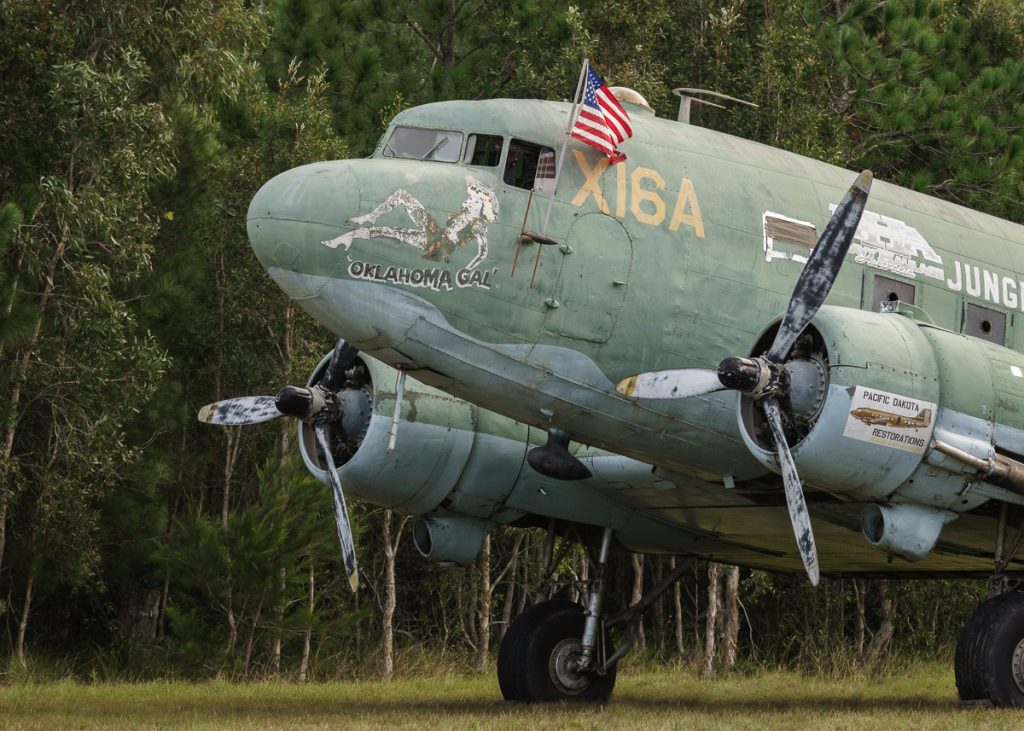 Douglas C-47 Dakota owned by Pacific Dakota Restorations on static display at TAVAS GWFD 2018.