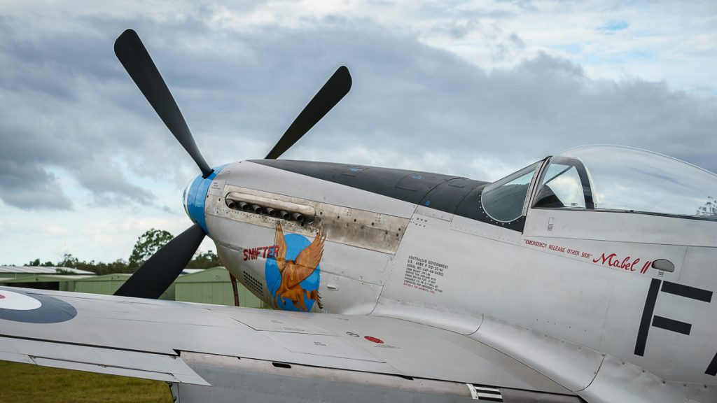 CAC CA-18 Mk21 Mustang "Snifter" VH-MFT on static display at TAVAS GWFD 2018.
