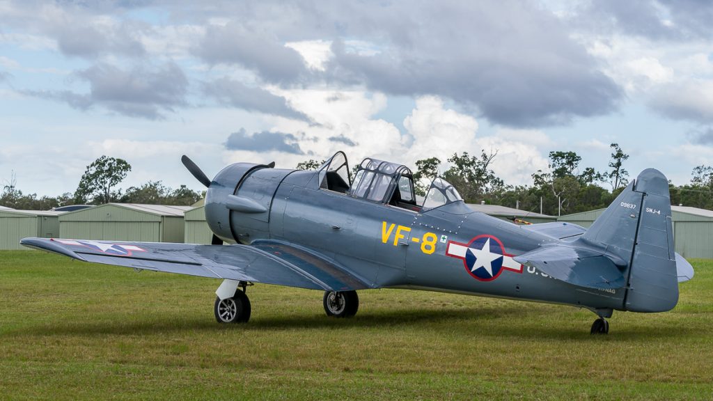 North American SNJ-4 Texan VH-NAG on static display at TAVAS GWFD 2018.