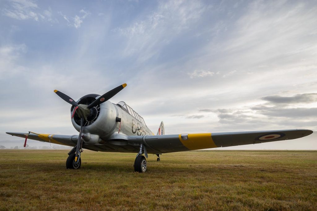 CAC CA-16 Wirraway VH-MFW (A20-695) in a foggy sunrise.