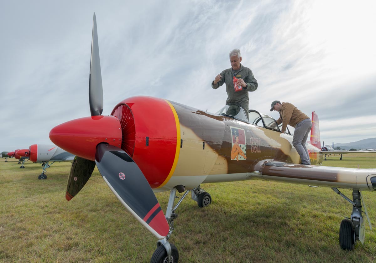 Nanchang CJ-6A VH-CJX being prepped for flight at Red Thunder 2018 airshow.
