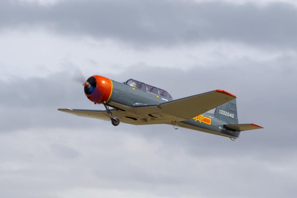 Nanchang CJ-6A VH-YUM in action at Red Thunder 2018 airshow.