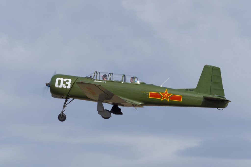 Nanchang CJ-6A VH-NNC in action at Red Thunder 2018 airshow.