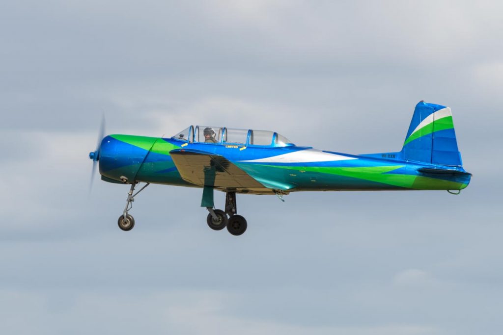 Nanchang CJ-6A VH-XXK in action at Red Thunder 2018 airshow.