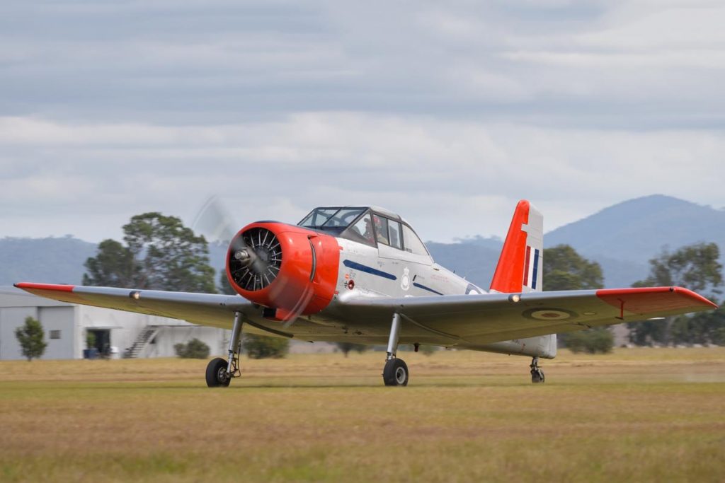 CAC CA-25 Winjeel VH-OPJ taxiing at Red Thunder 2018 airshow.