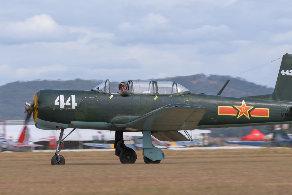Nanchang CJ-6A VH-NNF in action at Red Thunder 2018 airshow.