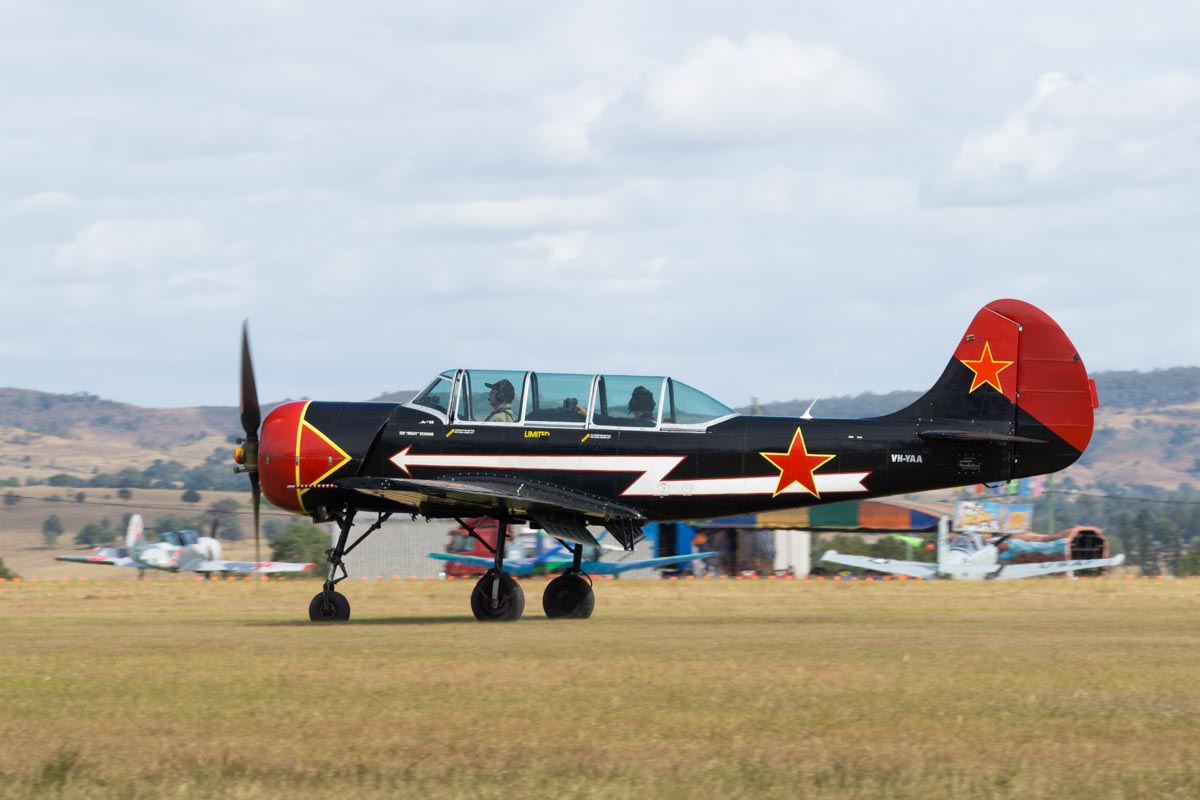 Yakovlev Yak-52 VH-YAA in action at Red Thunder 2018 airshow.