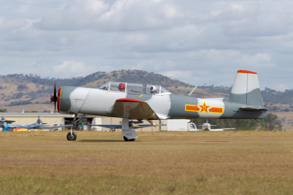 Nanchang CJ-6A VH-NNL in action at Red Thunder 2018 airshow.
