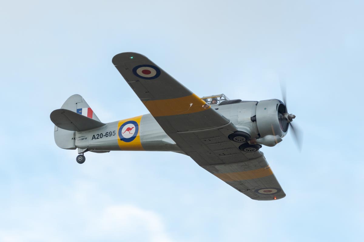 CAC CA-16 Wirraway VH-MFW in flight at Red Thunder 2018 airshow.