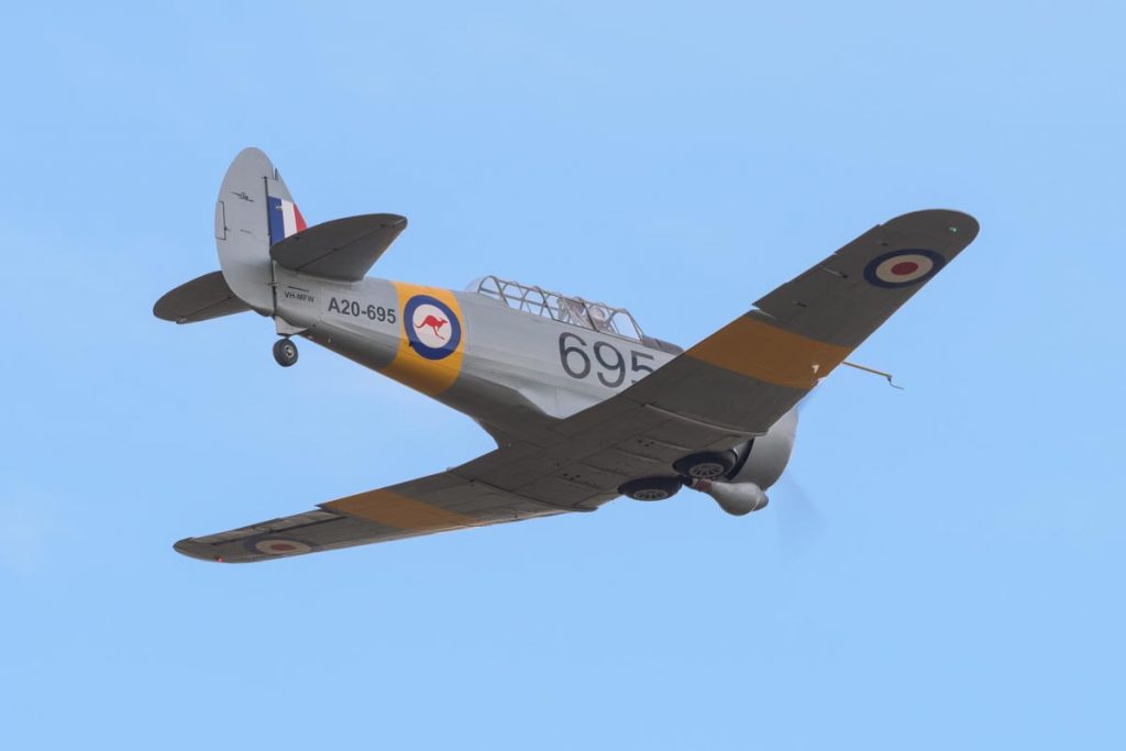 CAC CA-16 Wirraway VH-MFW in flight at Red Thunder 2018 airshow.