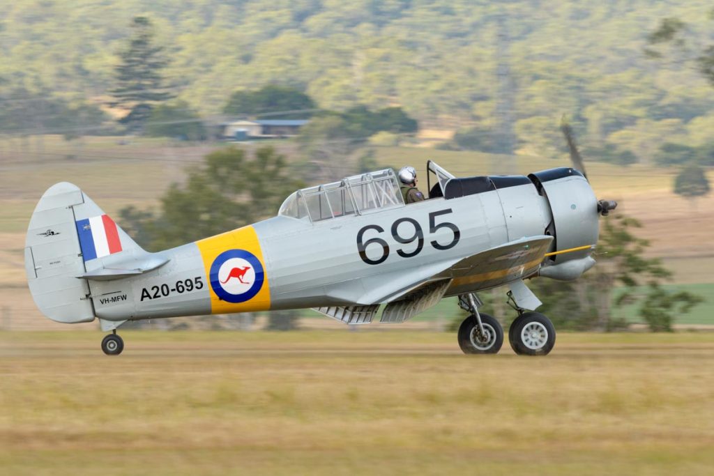 CAC CA-16 Wirraway VH-MFW landing at Red Thunder 2018 airshow.