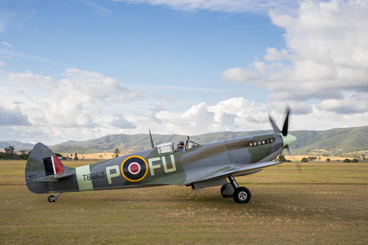 Supermarine Spitfire Mk XVI VH-XVI taxiing at Red Thunder Airshow 2018.