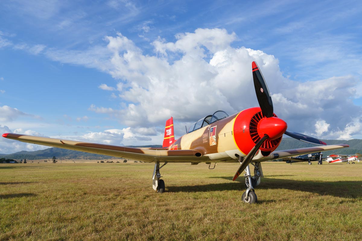 Nanchang CJ-6A VH-CJX in action at Red Thunder 2018 airshow.