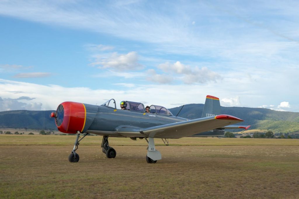 Nanchang CJ-6A VH-YUM in action at Red Thunder 2018 airshow.