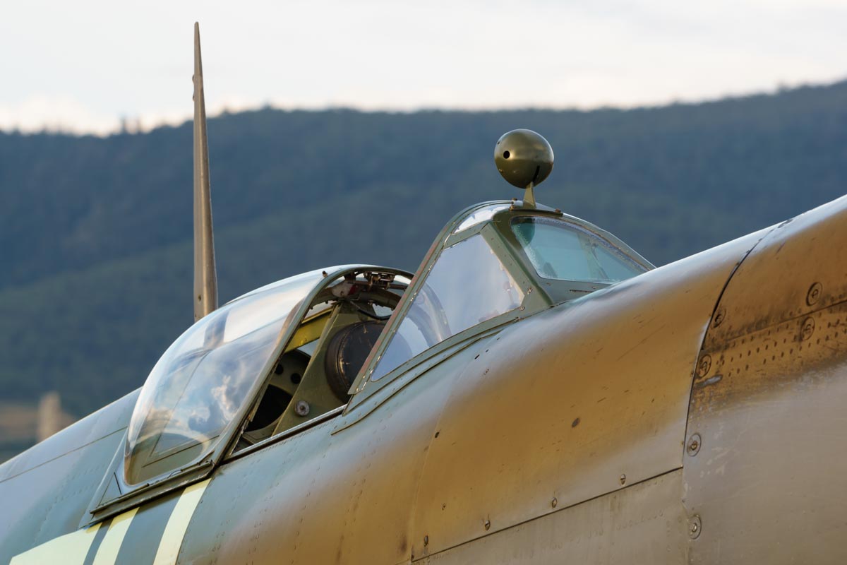 Supermarine Spitfire Mk XVI VH-XVI canopy close-up at Red Thunder Airshow 2018.