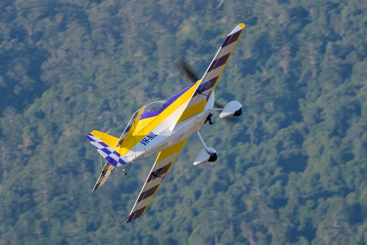 Multiple Unlimited Australian aerobatic champion Alan Kilpatrick puts his Rihn DR-107 VH-NIL through an aerobatic display at Red Thunder 2018 Airshow.