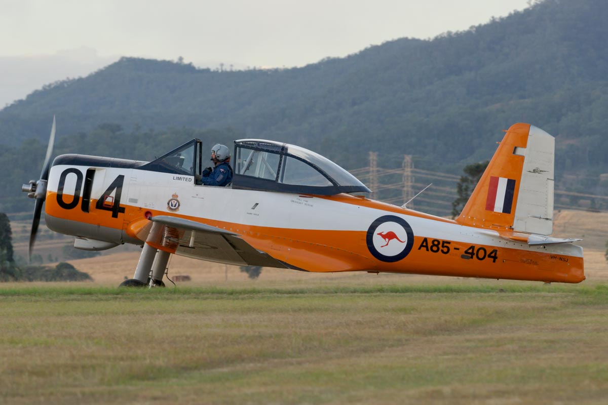CAC CA-25 Winjeel VH-NSJ in action at Red Thunder 2018 airshow.