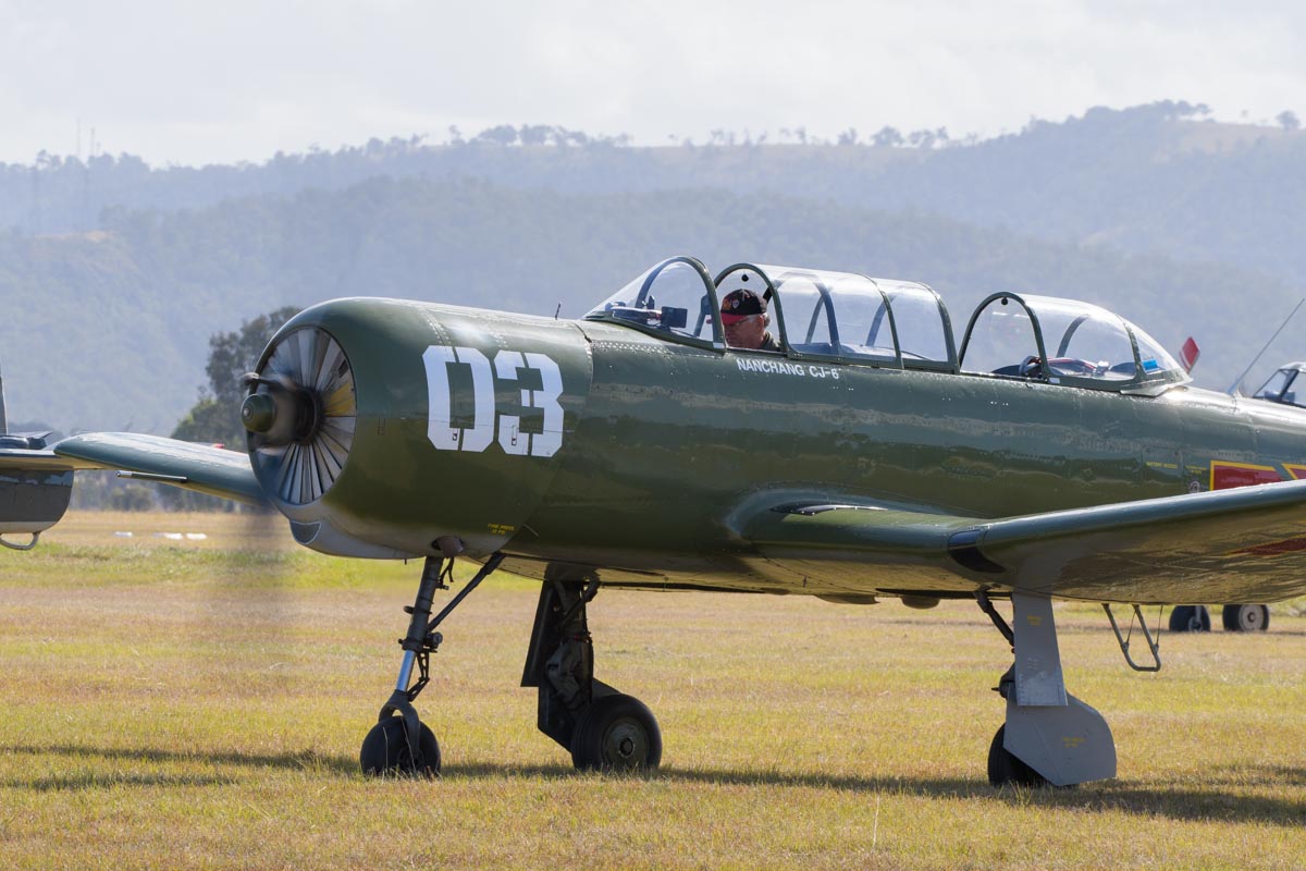 Nanchang CJ-6A VH-NNC in action at Red Thunder 2018 airshow.