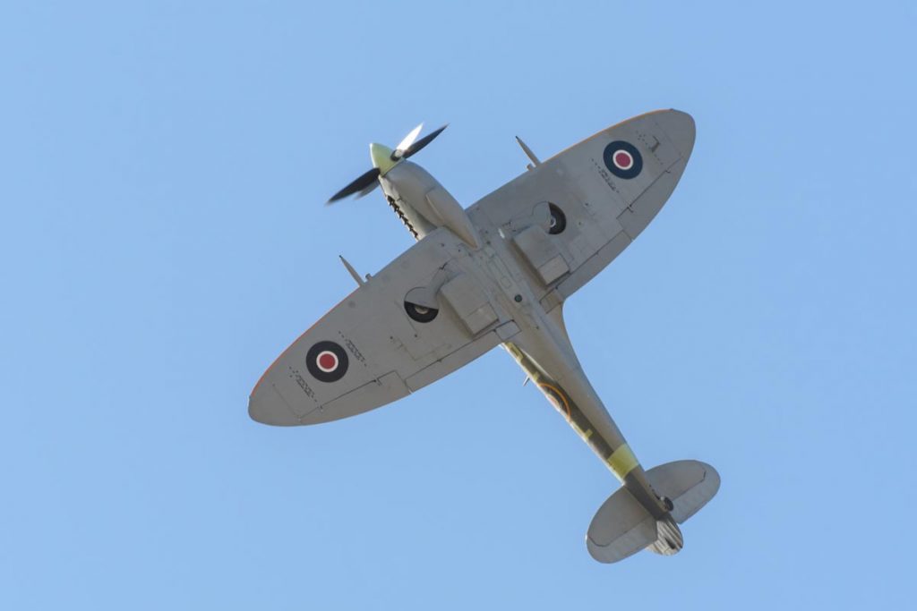 Supermarine Spitfire Mk XVI VH-XVI inverted during its flying display at Red Thunder Airshow 2018.
