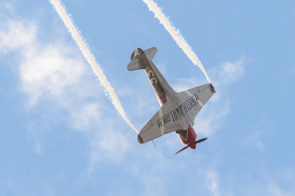 Yakovlev Yak-3UPW VH-YOV "Steadfast" during its display at Red Thunder 2018 airshow.