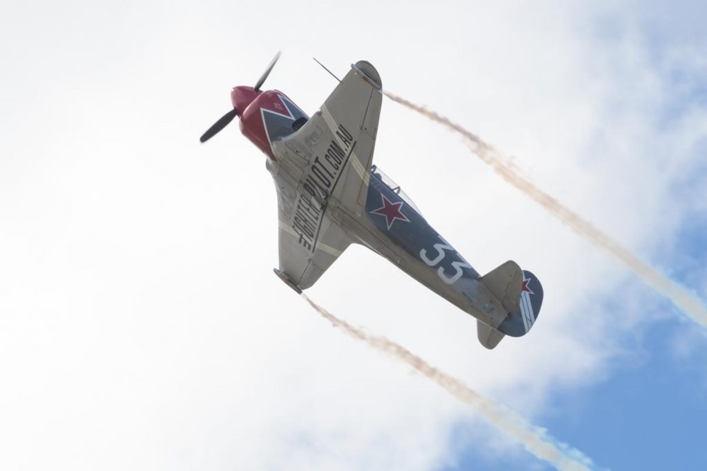 Yakovlev Yak-3UPW VH-YOV "Steadfast" during its display at Red Thunder 2018 airshow.