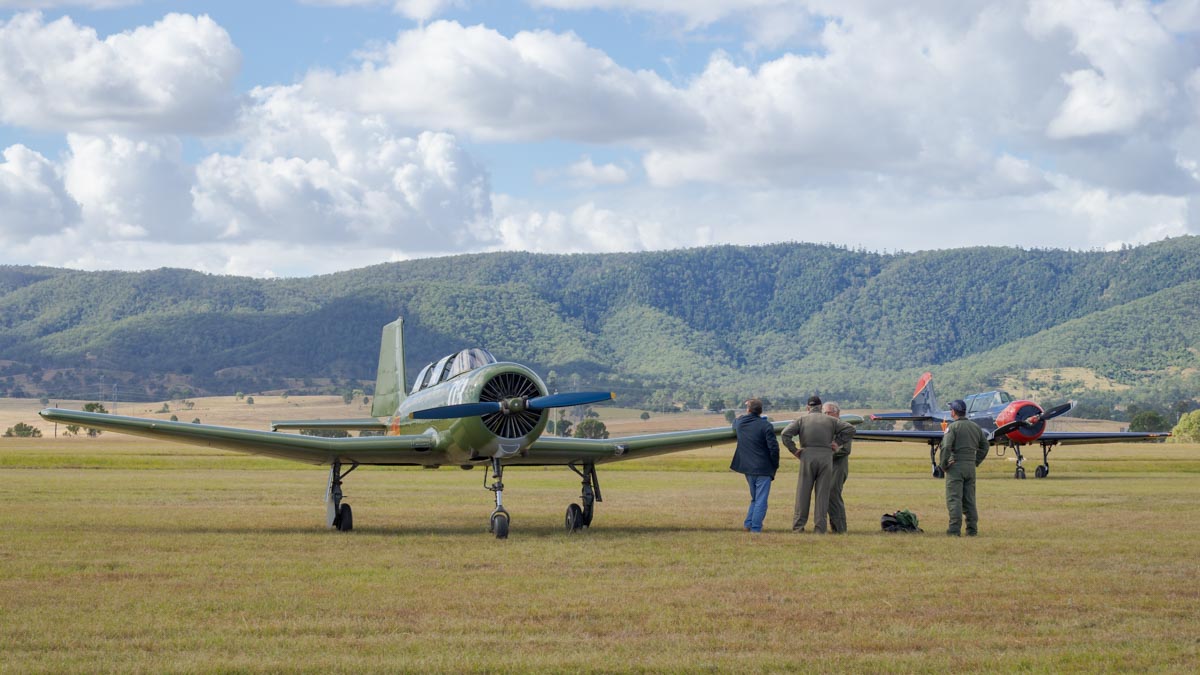 Nanchang CJ-6A VH-NNC in action at Red Thunder 2018 airshow.
