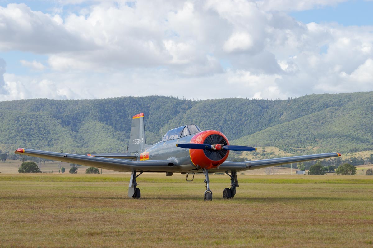 Nanchang CJ-6A VH-YUM in action at Red Thunder 2018 airshow.