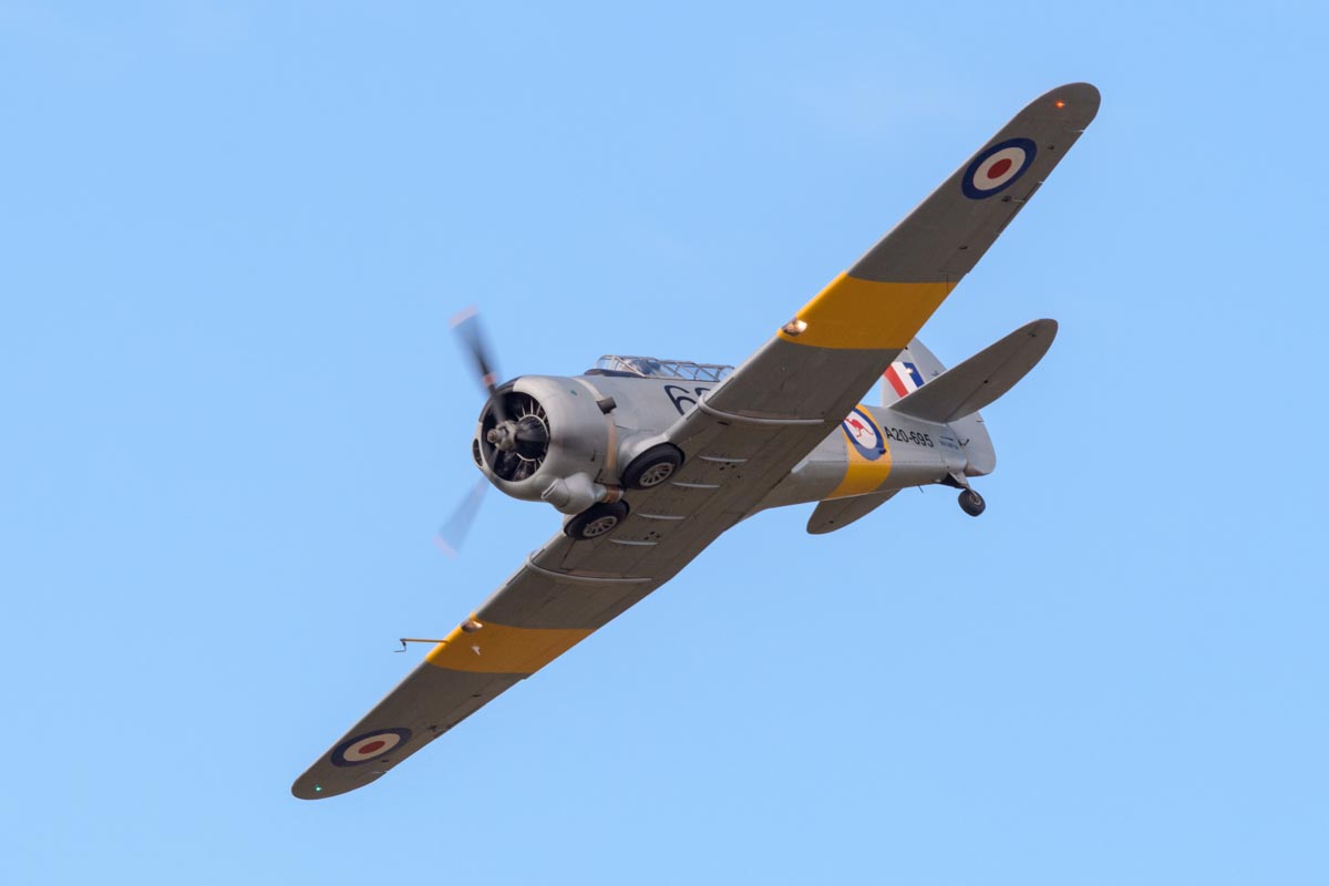 CAC CA-16 Wirraway VH-MFW in flight at Red Thunder 2018 airshow.