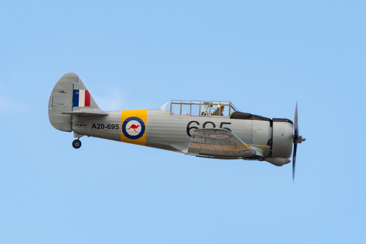 CAC CA-16 Wirraway VH-MFW in flight at Red Thunder 2018 airshow.