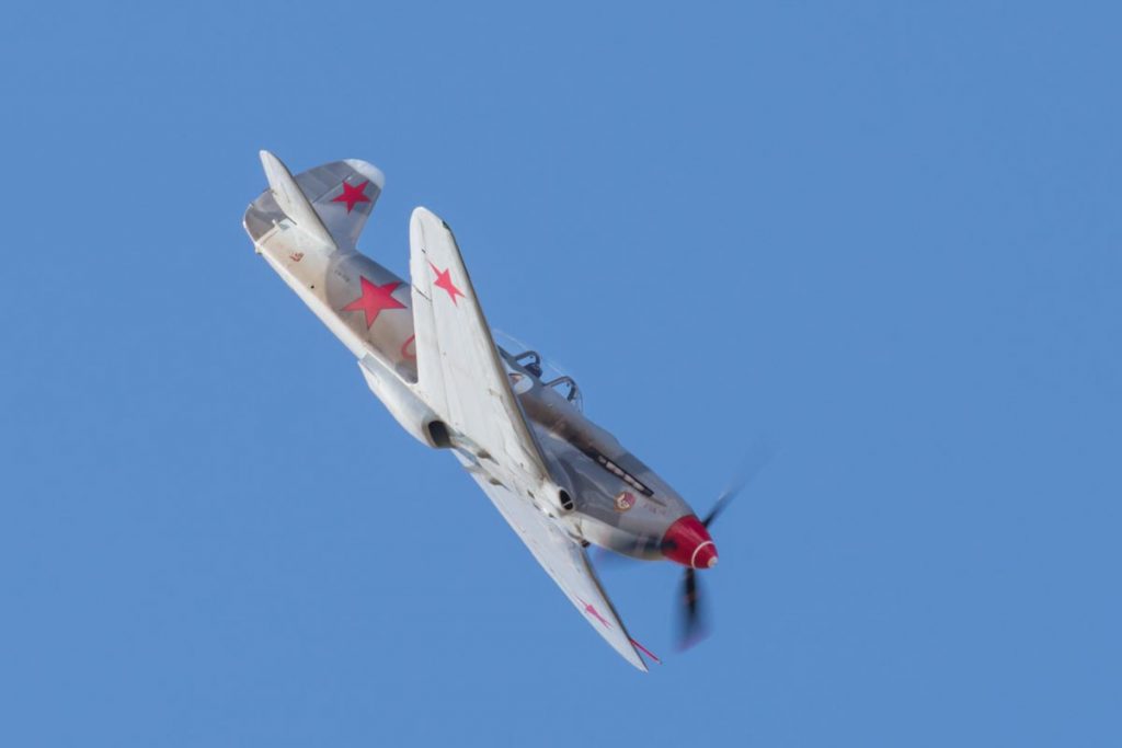 Yakovlev Yak-9UM VH-YIX during its flying display at Red Thunder 2018 airshow.