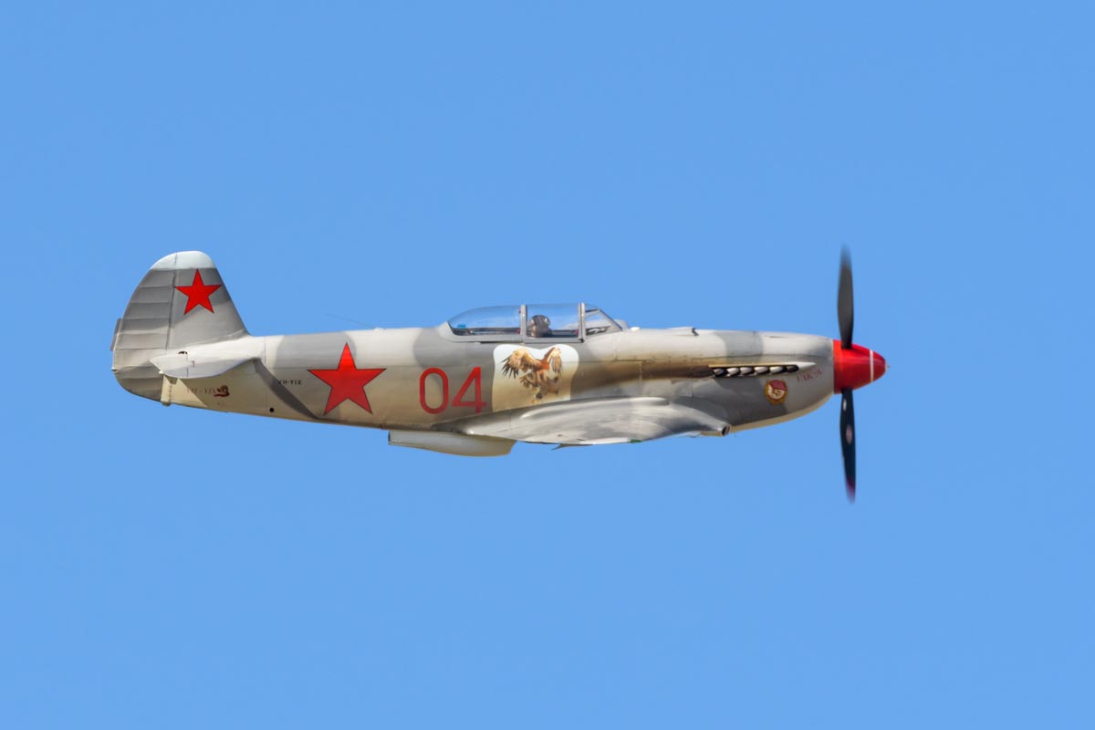 Yakovlev Yak-9UM VH-YIX during its flying display at Red Thunder 2018 airshow.
