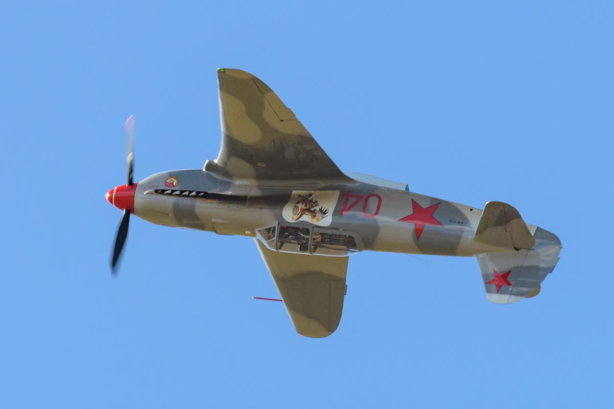 Yakovlev Yak-9UM VH-YIX during its flying display at Red Thunder 2018 airshow.