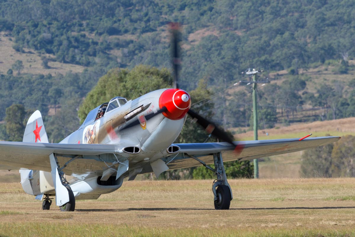Yakovlev Yak-9UM VH-YIX taxiing at Red Thunder 2018 airshow.