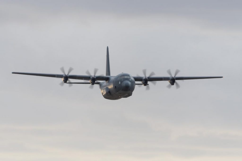 RAAF Lockheed C-130J-30 A97-465 performing its flying display at Red Thunder 2018 airshow.